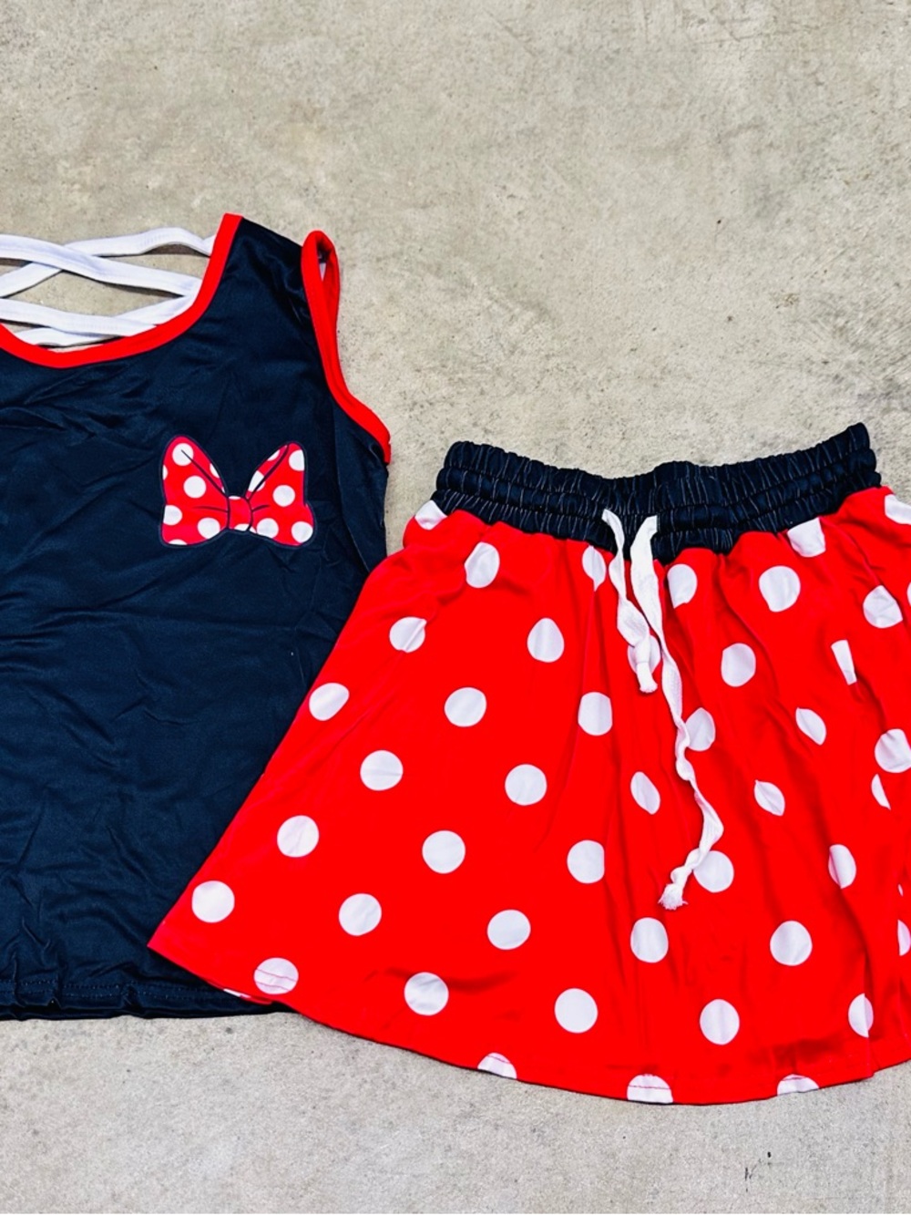 Girls Black and Red Minnie Inspired Polka Dot Two-Piece Matching Set